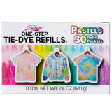 Tulip OneStep TieDye Refills, Pastel Colors, Permanent Fabric Dye, 30 Pack