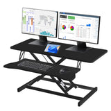 37 Inch Standing Desk Converter - Manual Pneumatic Spring, Two Monitor Stable Standing Desk Converter, 5.9to18.8Height Adjustabl