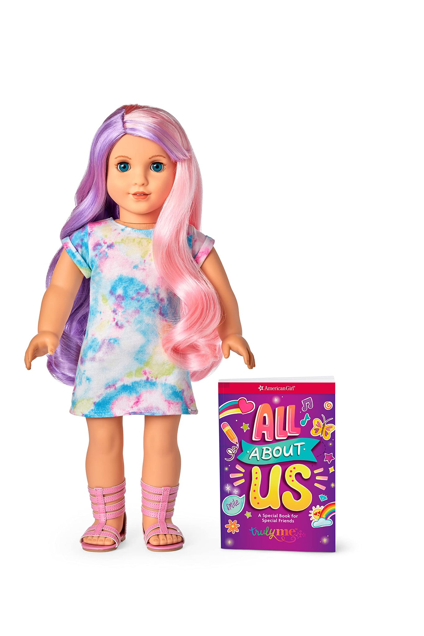 American Girl Truly Me 18-Inch Doll 116 with Light-Blue Eyes, Wavy Purple-and-Pink Hair, Light Skin with Warm Olive Undertones, 
