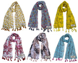 Fusfus WomenS Printed Chiffon Scarves And Stoles, Free Size(Multicolour, Fs921) Pack Of 6 (Multicolor1)