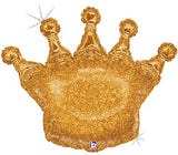 36 King Crown Glitter Holographic Foil Balloon