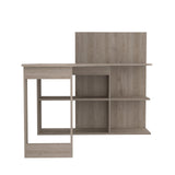 Tuhome Masai Writing Computer Desk, Five Open Shelves -Light Gray