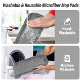 16.5 inch Grey Mop Replacement Heads, 3 Pack Pads for Wet or Dry Floor Cleaning and Scrubbing Reusable Washable Mops Heads Refil