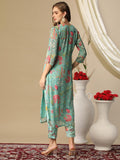 Gosriki Women'S Cotton Blend Straight Printed Kurta With Pant (Vitudi Green-Nw-Gs_S_Green_Small),Green,,B0D3BYC4MG