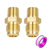 Breezliy 2 PCS Brass Tube Fitting, Half Union Gas Adapter 3/8 Flare x 1/4 NPT Male Pipe Connector