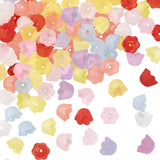 HINZIC 160Pcs Bellflower Gradient Flower Beads Mini Frosted Bellflower Blossom Acrylic Beads Spacer Charm Valentines Wedding Dec
