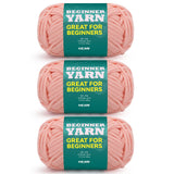 3x60g Pink Yarn for Crocheting and Knitting;3x66m (72yds) Cotton Yarn for Beginners with Easy-to-See Stitches;Worsted-Weight Med