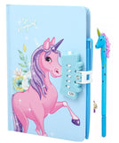 Technochitra Unicorn Designer Secret Password Lock Diary For Girls With Unicorn Gel Pen (20 * 14.5 * 2 Cm) (Blue)