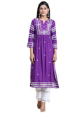 Anni Designer Women'S Rayon Blend Chikankari Embroidered Straight Kurta (Elevan-Begani_M_Purple_Medium),Purple,M