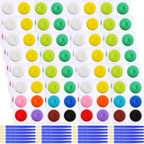 Nuanchu 12 Set 144 Pcs Tempera Paint Cakes with Tray 12 Colors 2.24 x 0.71 Inch Painting Cakes with Paintbrush Paints Blocks Art
