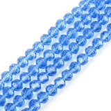 140pcs Czech 8mm Faceted Round Crystal Glass Beads Spacers Light Sapphire Blue