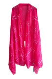 India Scarves Multicolor TieDye Silk Dupatta, Handcrafted Bandhani Style, Ethnic Scarf (Pink)
