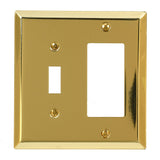 Amerelle Century Single Toggle/Single Rocker Steel Wallplate in Polished Brass