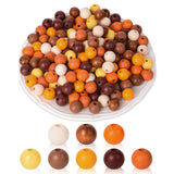 240 Pieces Fall Wooden Beads Thanksgiving Craft Wood Bead 8 Colors 16mm Farmhouse Round Bubblegum Beads for Thanksgiving Harvest