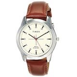 Timex Classics Analog Watch For Man With Beige Round Dial & Tan Leather Strap Band Water Resistant Men'S Wrist Watches - Tw00Zr2