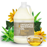 Massage Oil by Massage FX - 100% Pure Sweet Almond & Sunflower Seed Oil - Vitamin E - Ivy, Arnica & Aloe - Unscented - Perfect f