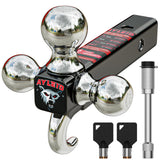 Ayleid Trailer Hitch Tri-Ball Mount with Hook & Pin Balls Sized 1-7/8 , 2 & 2-5/16 inches , Tow Hitch with Anti-Theft Locking Pi