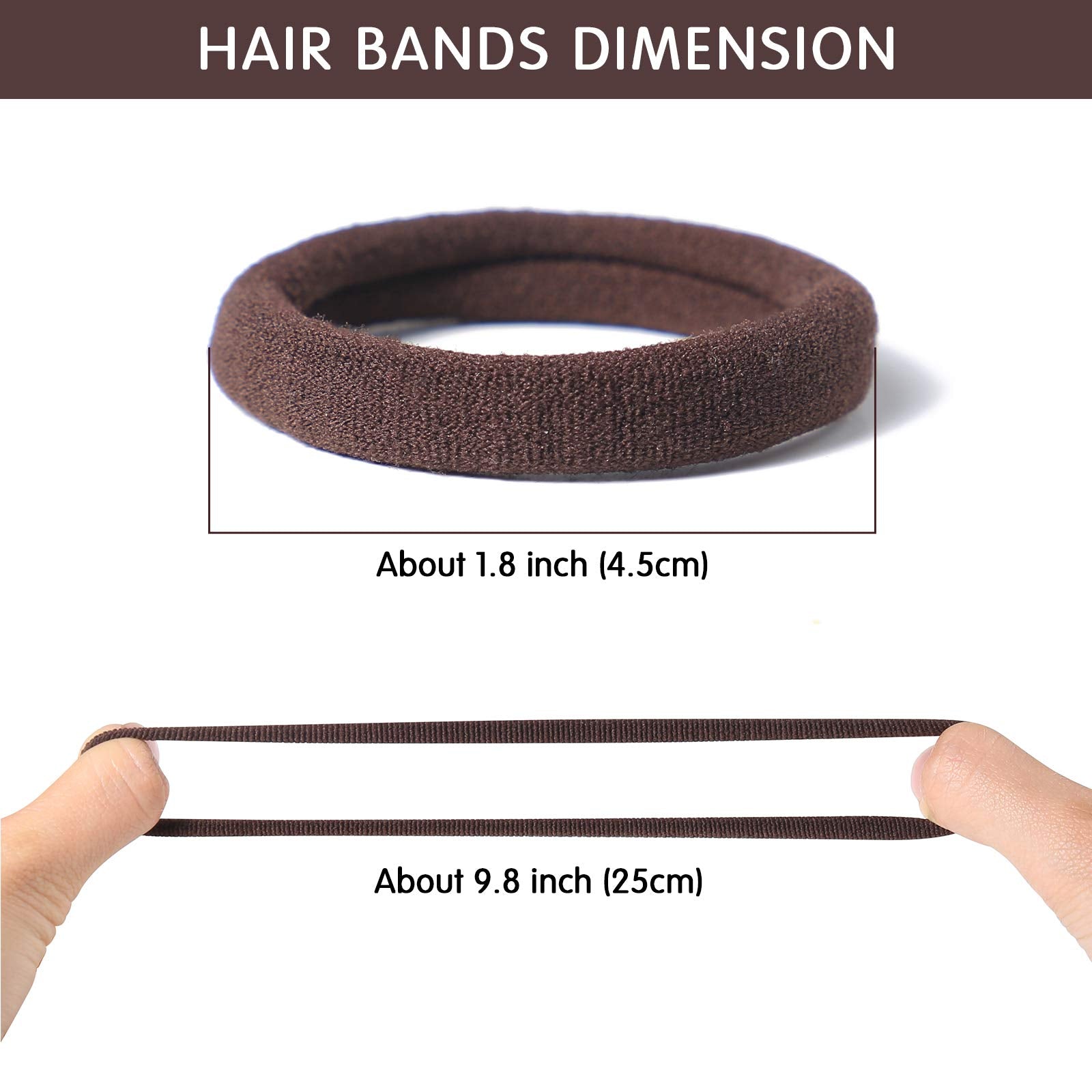 100 Pcs Thick Seamless Brown Hair Ties, Ponytail Holders Hair Accessories No Damage For Thick Hair (Natural Colors)
