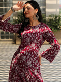 Libas Womens Printed Cotton Pathani Kurta With Salwar Rust 26