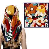 Ahamo Square Silk Like Head Scarf For Women 90 X 90 Cm Silky Satin Hair Scarf Elegant Bandana Head Wrap Lightweight Neck Scarf F