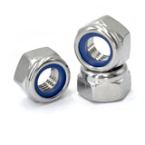 10Pcs M12 x 1.5mm Nylon Insert Hex Lock Nuts, 304 Stainless Steel Locknuts,Silver Tone