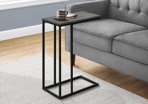 Monarch Specialties 3765 Accent Table, C-Shaped, End, Side, Snack, Living Room, Bedroom, Metal, Laminate, Black, Contemporary, Modern Table-25 H/Grey Stone-Look, 15.75' L X 9.45' W X 24' H