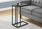 Monarch Specialties 3765 Accent Table, C-Shaped, End, Side, Snack, Living Room, Bedroom, Metal, Laminate, Black, Contemporary, Modern Table-25 H/Grey Stone-Look, 15.75' L X 9.45' W X 24' H