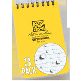 Rite in the Rain Weatherproof Top Spiral Notebook, 3 x 5, Yellow Cover, Universal Pattern, 3 Pack (No. 135-3)