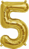 Number 5 Gold Helium Foil Balloon 34 inch