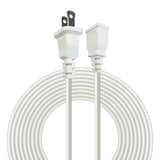 White Extension Cord 10 Feet 2 Prong Polarized Light-Duty Power Cable Male to Female, 5A 625W for Indoor Use, Slim Flexible Desi