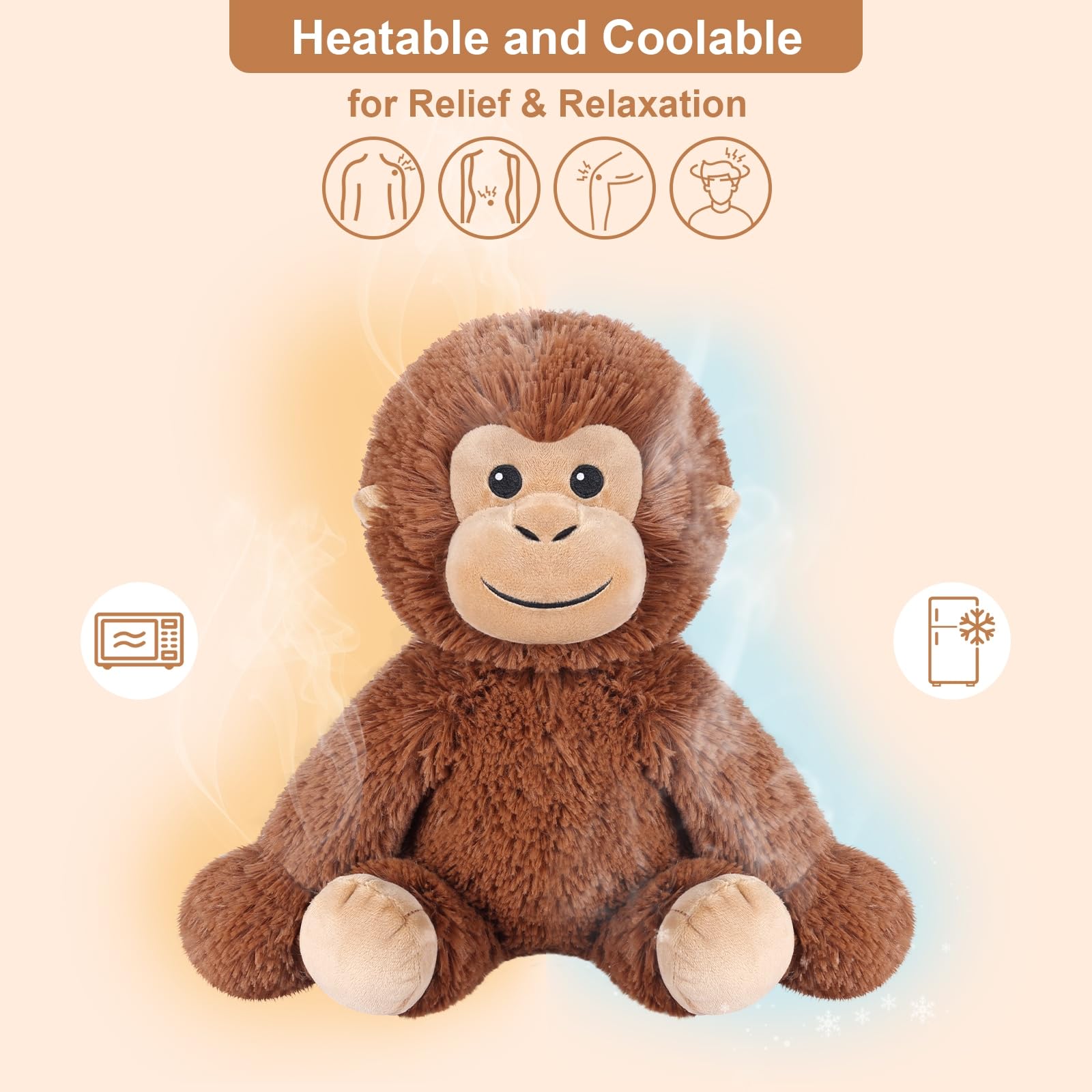 Suzzipals Monkey Stuffed Animals, Microwavable Stuffed Animals Lavender Scented, Monkey Plush Heating Pads for Cramps & Pain rel