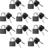 Ripeng 10 Pcs Luggage Locks with Keys Small Padlock Black Mini Locks Tiny Metal Padlocks for Travel Backpack School Gym Classroo
