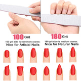 16pcs Nail Files Buffers Kit - 10pcs 100/180 Grit Sharp Nail File Emery Boards, 6pcs Rough Polishing Buffer for Nails Art Pedicu