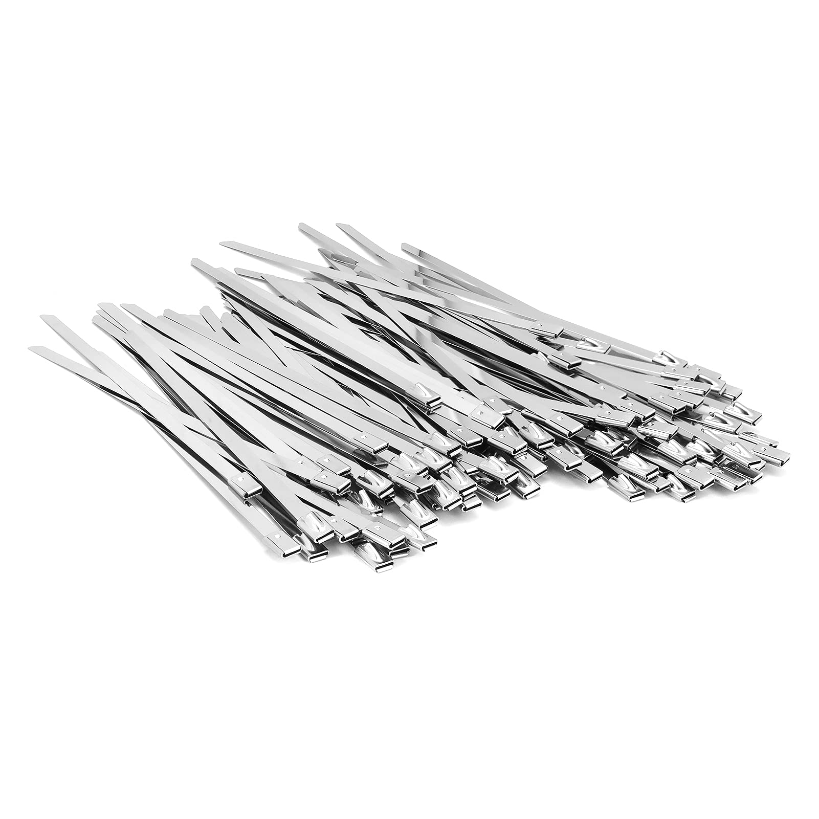 100PCS 3.9 inch 304 Stainless Steel Zip Ties Metal Zip Ties Heavy Duty Locking Cable ties Strap for Exhaust Wrap, Garage, Outdoo