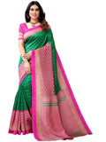 Satrani Women'S Poly Silk Printed Saree With Unstitched Blouse Piece(2535S934Na_Green & Beige)
