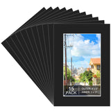 Prudiut 15 Pack 4x6 Black Picture Mats, Frame Mattes for 3x5 Pictures Display Photo Frame Mat Core Bevel Cut Mat Board Show Kit 