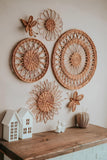 Ira Wicker Wall Basket Set For Home DCor | Bamboo & Rattan Wall Hanging Baskets With Braided Butterflies | Boho Natural Decorati