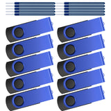 16GB Flash Drive Bulk 10 Pack Thumb Drive Swivel USB Drive Metal Memory Stick Portable 16 GB USB Stick Kepmem 16 Giga Pendrive B