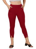 Wedani Women'S Solid Stretch Slim Fit Capri Pants (Medium Maroon),Maroon,28