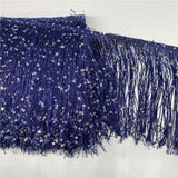 YYCRAFT 10 Hoogram Sequin Chainette Tassel Fringe Trim by The Yard Garland Dance Costume Trimming Party Decoration(5 Yards,Navy)