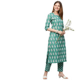 Gosriki Women'S Cotton Blend Printed Straight Kurta With Pant (Jugnu New01 Green_Xl-Go_Green_X-Large),Green,,B0B42N483T