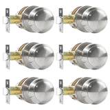 RAZCC Passage Door Knobs, 6 Pack Satin Nickel Door Knobs, for Hallway & Closet Non-Locking Interior Round Door Handles Keyless R