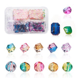 Craftdady 260pcs Transparent Colorful Acrylic Spacer Beads Corrugated Round Square Polygon Two-Tone Spray Painted Loose Charm Be