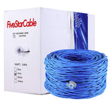 FiveStarCable Cat5e 1000 Ft. Cable 24AWG 4 Twisted Pair UTP Unshielded Network Ethernet Router LAN Bulk Cable Pull Box - Blue Co