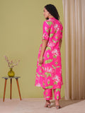 Anni Designer Women'S Rayon Viscose Straight Printed Kurta With Pant (Ladat Pink-Vks03_S_Pink_Small),Pink,S,,,