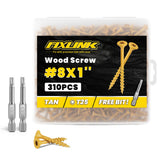 Wood Screws 1 Inch, FIXLINK Deck Screws #8 x 1, 310 PCS, Epoxy Coated, T25 Star Bit Above 1500 Hour Salt Spray Coating Outdoor D