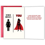 YIWANSIN Funny Bosss Day Card for Boss Lady, Best Superwomen Boss Appreciation Gift, Humorous Birthday Card for Leader Manager, 