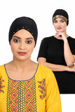 Muslim Women Pure Cotton Multicolor Design Under Hijab Cap (Pack Of2)