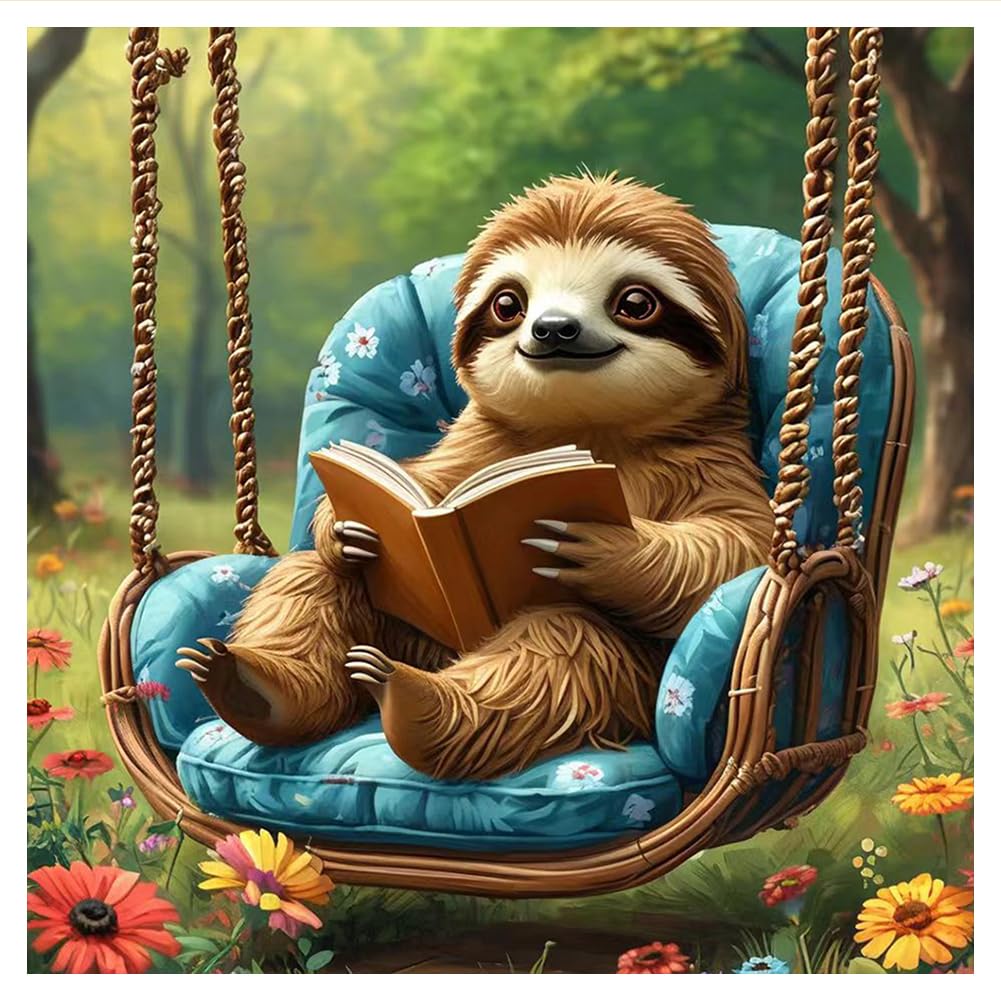 hill froeistung Sloth Diamond Art Painting Kits for Adults,Landscape Diamond Art Kits for Beginners, 5D DIY Round Full Drill Dia