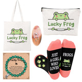 FJHAIY Frog Gifts for Frog Lovers Set Frog Cosmetic Bag Frog Bracelets Frog Socks Frog Earrings -Perfect for Frog Lovers